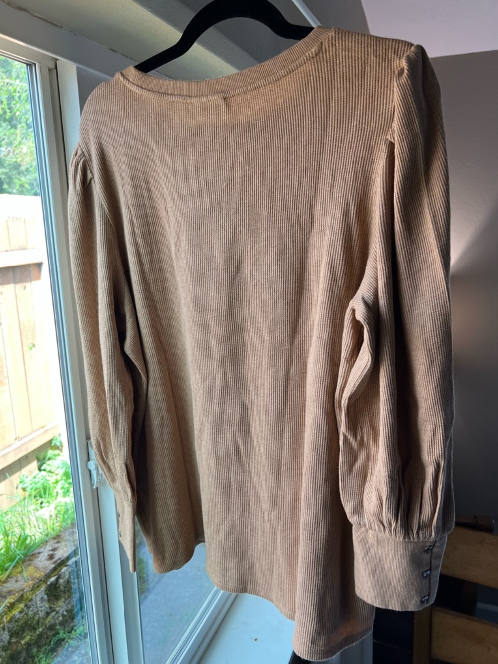 J.Jill Camel Ribbed Knit Tunic Top XL NWT Balloon Sleeve Button Cuff